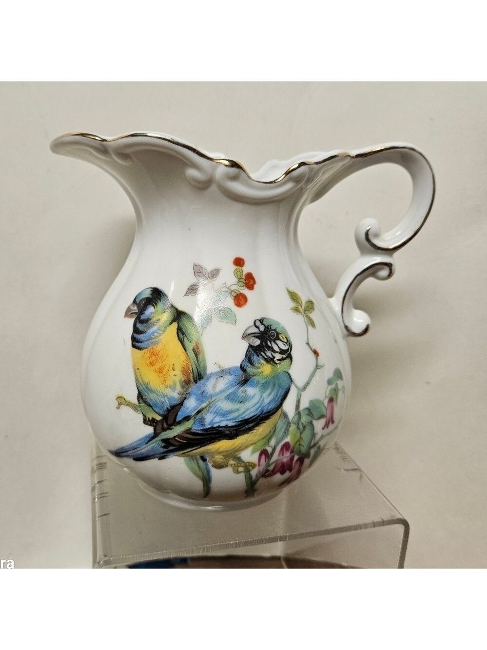 Vintage Porcelain Songbirds 6" Pitcher